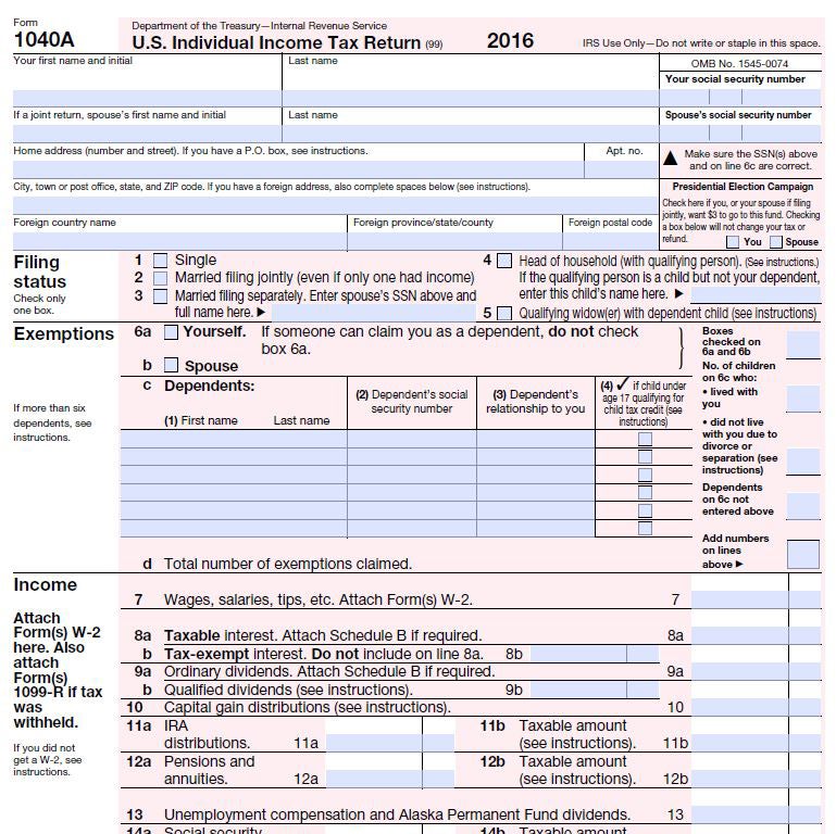 IRS Form 1040 tax return reviewed by Mesa Tax Law Albuquerque tax professionals